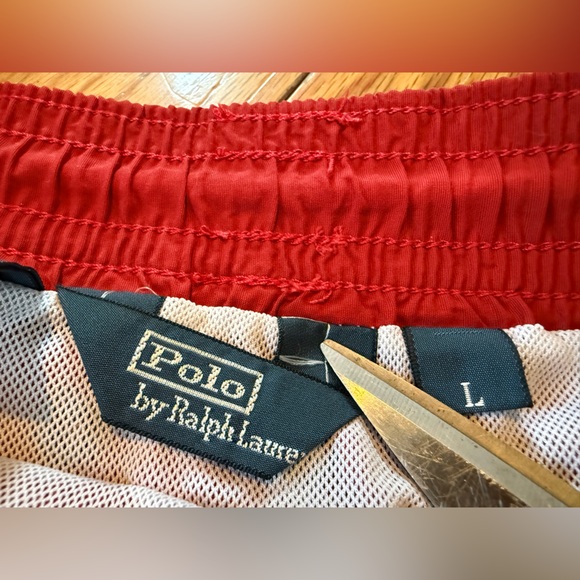 VTG Polo Ralph Lauren Red Swim Trunks Lined Lifeguard Shorts Men’s Size L - Picture 3 of 13